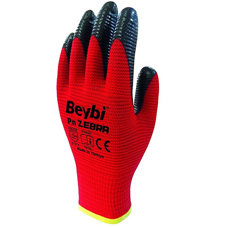 BEYBİ NİTRİL POLY.PN5 ZEBRA KIRMIZI-SİYAH 10 NO