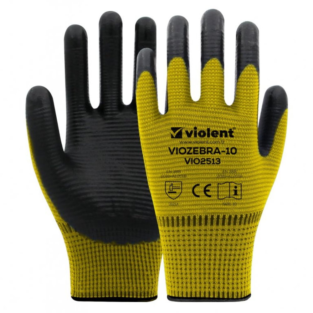 VİOZEBRA NİTRİL ELDİVEN SARI SİYAH NO10 2513